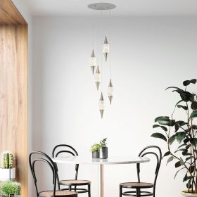 Shinny Teardrops Round Chandelier  Matte Nickel