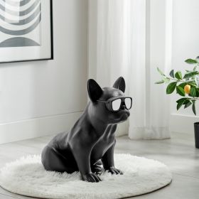 French Bulldog Sitting Sculpture (Option: Black & Chrome)
