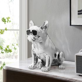 French Bulldog Sitting Sculpture (Option: Chrome & Black)