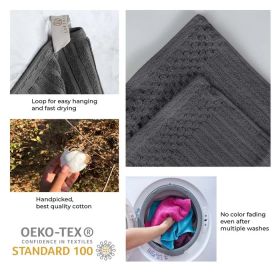 Soho Ribbed Cotton Absorbent Face Towel / Washcloth Set of 12 (Color: Charcoal, size: 12 Piece Face Towels)