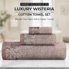 Wisteria Cotton Medium Weight Floral Jacquard Border 6 Piece Towel Set