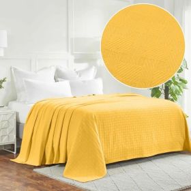 Basketweave All Season Cotton Blanket (Color: Gold, size: KING)
