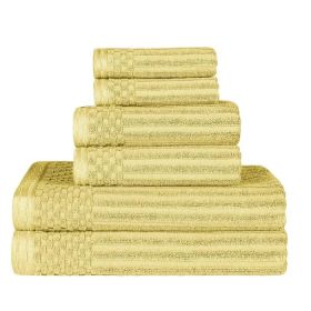Soho Cotton Ribbed Textured Ultra Absorbent 6 Piece Towel Set (Color: Golden Mist, size: 6 Piece Towel Set)