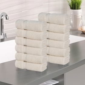 Zero Twist Cotton Ultra-Soft Absorbent Face Towel Washcloth Set of 12 (Color: Ivory, size: 12 Piece Face Towels)