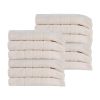 Rolla Cotton Geometric Jacquard Plush Face Towel Washcloth Set of 12