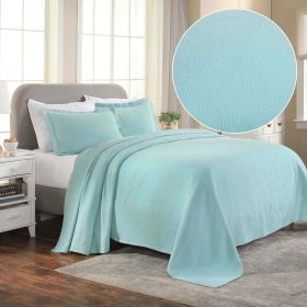 Jacquard MatelassÃ© Paisley Cotton Bedspread Set (Color: Aqua, size: KING)