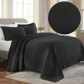 Jacquard MatelassÃ© Paisley Cotton Bedspread Set (Color: Black, size: Twin)