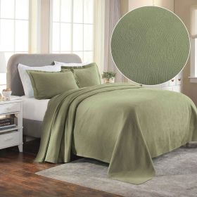 Jacquard MatelassÃ© Paisley Cotton Bedspread Set (Color: Sage, size: QUEEN)
