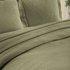 Jacquard MatelassÃ© Paisley Cotton Bedspread Set (Color: Sage, size: KING)