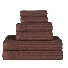 Soho Cotton Ribbed Textured Ultra Absorbent 6 Piece Towel Set (Color: Java, size: 6 Piece Towel Set)