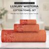 Wisteria Cotton Medium Weight Floral Jacquard Border 6 Piece Towel Set