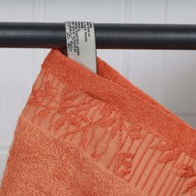 Wisteria Cotton Medium Weight Floral Jacquard Border 6 Piece Towel Set (Color: Mandarin, size: 6 Piece Towel Set)