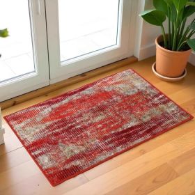 Brayton Modern Brushstrokes Non-Slip Washable Indoor Area Rug or Runner (Color: Orange, size: 4'x6')