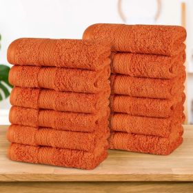 Atlas Cotton Absorbent Heavyweight Face Towel Washcloth Set of 12 (Color: Sandstone, size: 12 Piece Face Towels)
