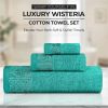 Wisteria Cotton Medium Weight Floral Jacquard Border 6 Piece Towel Set
