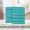 Soho Ribbed Cotton Absorbent Face Towel / Washcloth Set of 12