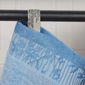 Wisteria Cotton Medium Weight Floral Jacquard Border 6 Piece Towel Set (Color: Waterfall, size: 6 Piece Towel Set)