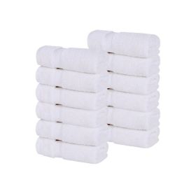 Zero Twist Cotton Ultra-Soft Absorbent Face Towel Washcloth Set of 12 (Color: White, size: 12 Piece Face Towels)