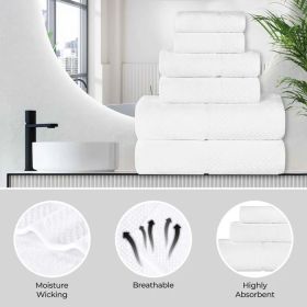 Lodie Cotton Jacquard Solid and Two-Toned Bath Towel Set of 4 (Color: White, size: 4 Piece Bath Towels)