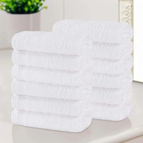 Rayon from Bamboo Eco-Friendly Solid Face Towel Washcloth Set of 12 (Color: White, size: 12 Piece Face Towels)