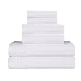 Soho Cotton Ribbed Textured Ultra Absorbent 6 Piece Towel Set (Color: White, size: 6 Piece Towel Set)