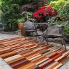 Arden Modern Striped Block Non-Slip Indoor Outdoor Area Rug
