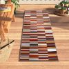Arden Modern Striped Block Non-Slip Indoor Outdoor Area Rug