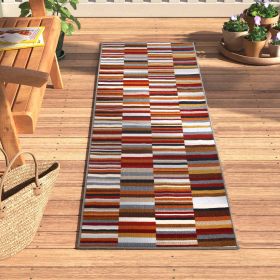 Arden Modern Striped Block Non-Slip Indoor Outdoor Area Rug (Color: Gray, size: 2'7"x6')