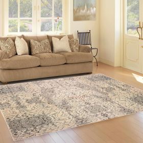 Corbin Damask Indoor Large Area Rugs Or Runner Rug (Color: Beige, size: 8'x10')