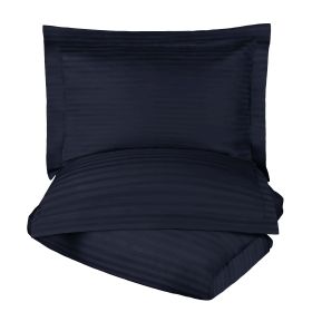 Egyptian Cotton 300 Thread Count Duvet Cover Set (Color: Navy Blue, size: Twin)