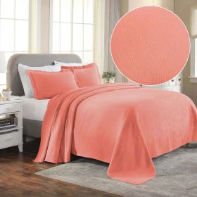Jacquard MatelassÃ© Paisley Cotton Bedspread Set (Color: Coral, size: KING)