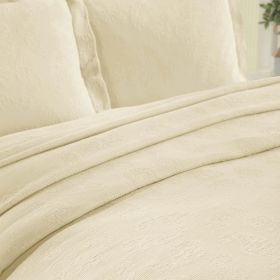 Jacquard MatelassÃ© Paisley Cotton Bedspread Set (Color: Ivory, size: Twin)