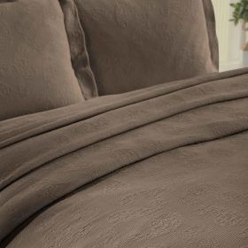 Jacquard MatelassÃ© Paisley Cotton Bedspread Set (Color: Taupe, size: Full)