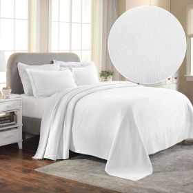 Jacquard MatelassÃ© Paisley Cotton Bedspread Set (Color: White, size: KING)
