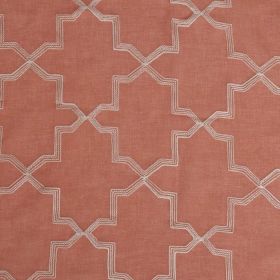 Embroidered Quatrefoil Semi Sheer 2 Piece Curtain Panel Set (Color: Rust, size: 26" X 63")